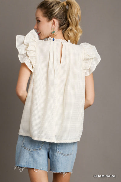 Top | Ruffle Round Neck