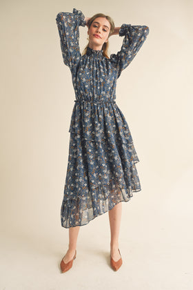 Dress | Asymmetrical Blue Floral