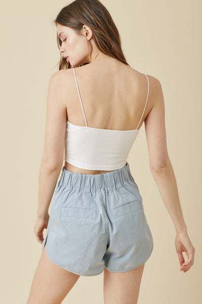 Shorts | Pleated Dusty Blue