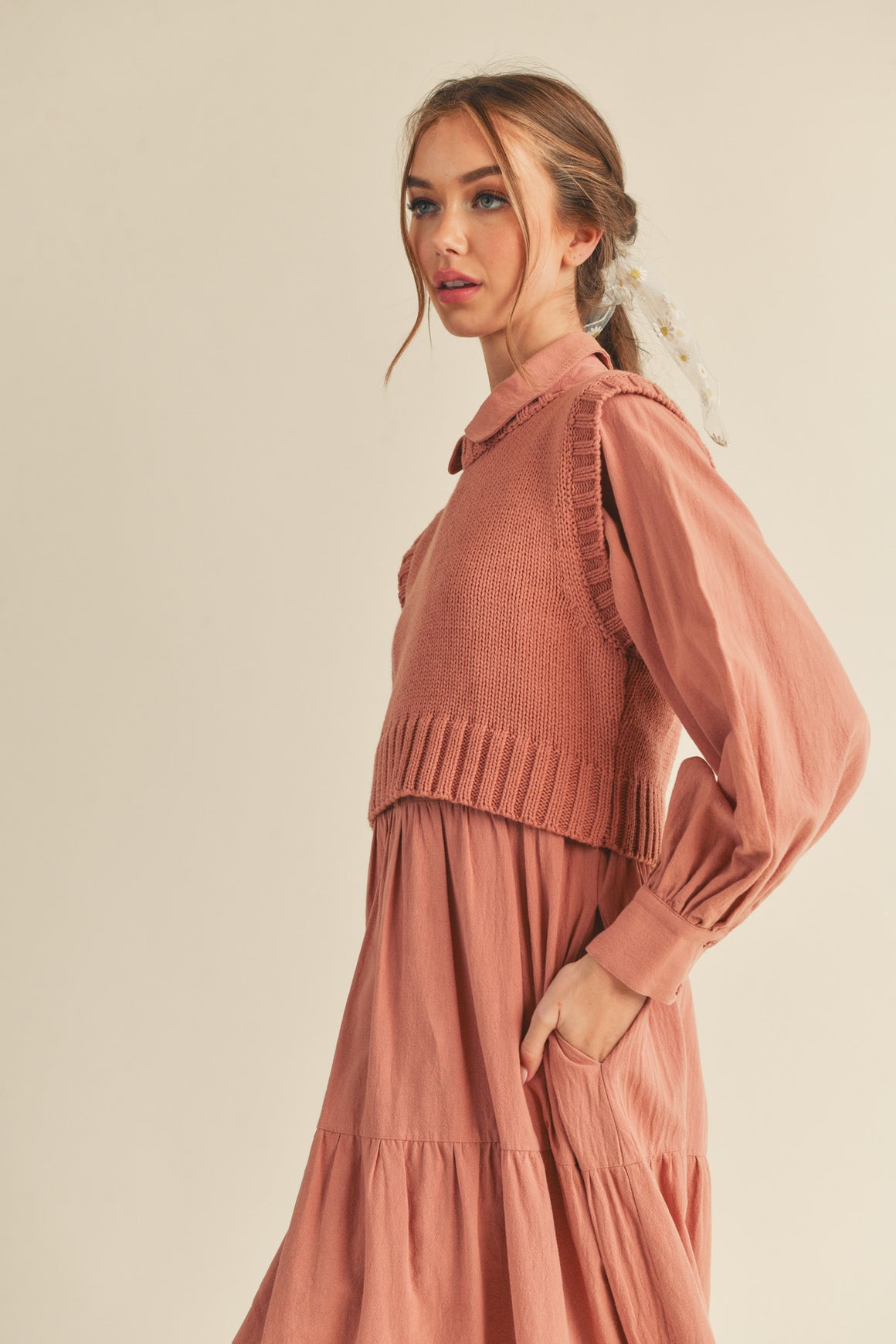Dress | Rose Sweater Vest Tiered