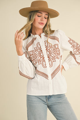 Blouse | Embroidered Ruffle