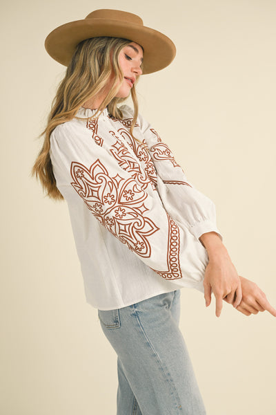 Blouse | Embroidered Ruffle