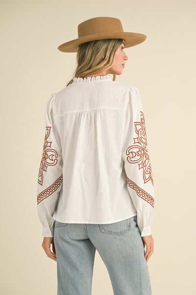 Blouse | Embroidered Ruffle