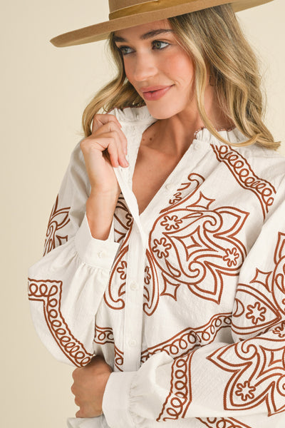 Blouse | Embroidered Ruffle