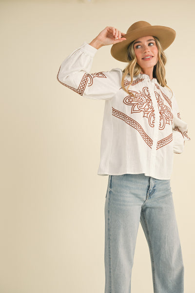 Blouse | Embroidered Ruffle