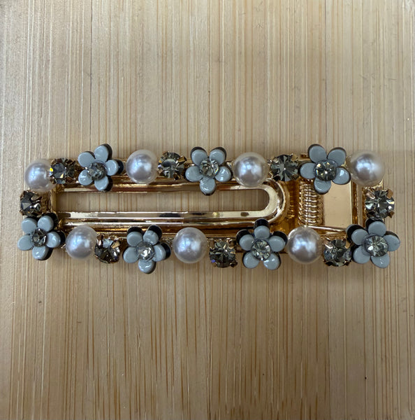 Hair Clip | Flower Pearls Grey