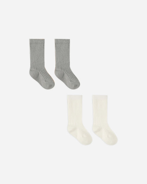 Socks Set | Ivory + Dusty Blue