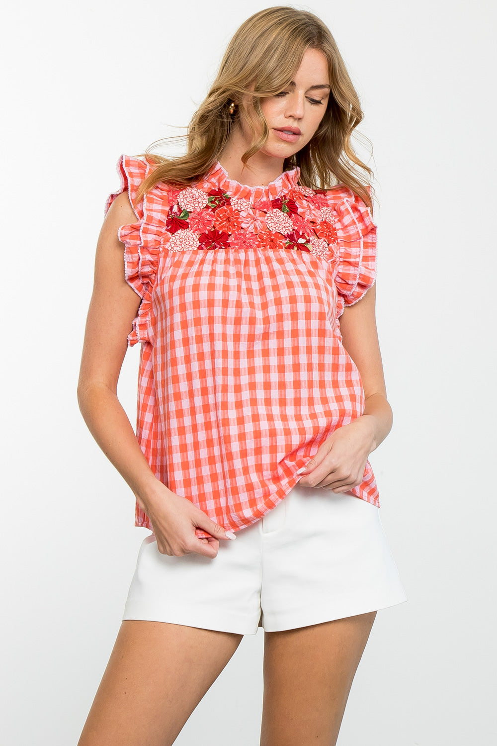 Top | Flutter Sleeve Gingham
