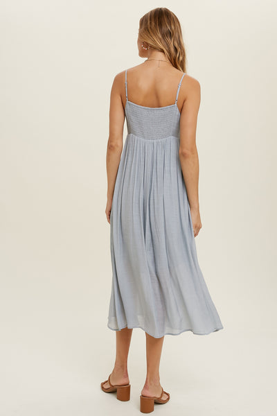 Deep V-neck Midi Dress | Cloud Blue