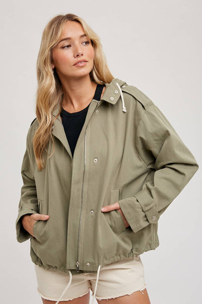 Jacket | Drawstring Hood Olive