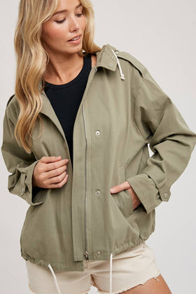 Jacket | Drawstring Hood Olive