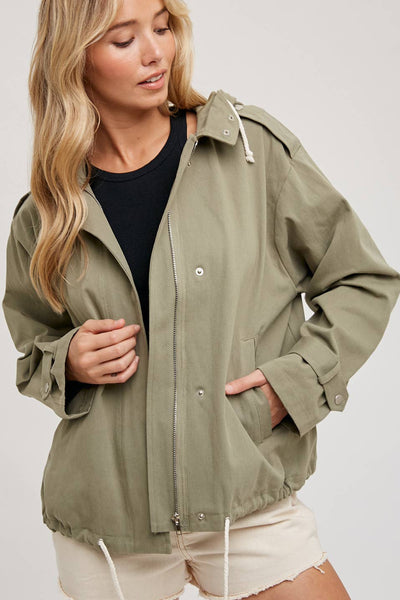 Jacket | Drawstring Hood Olive