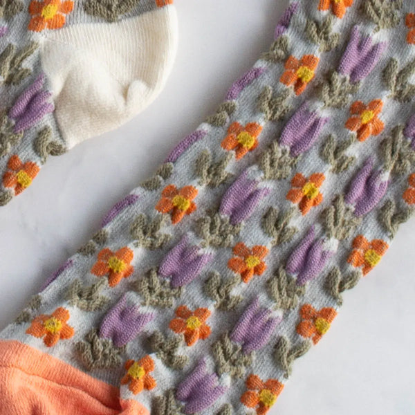 Socks | Beige Coral Floral