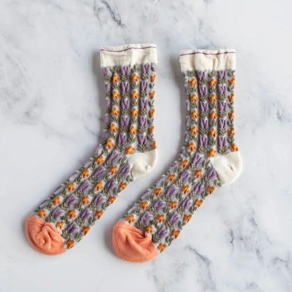 Socks | Beige Coral Floral