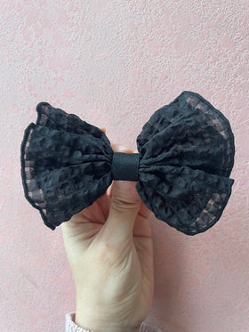 Automatic Clip | Sheer Gingham Bow Black