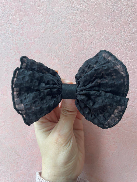 Automatic Clip | Sheer Gingham Bow Black