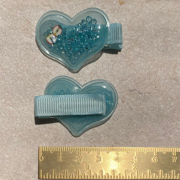 Hair Clip Set | Neon Hearts Blue