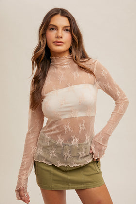 Tops | Lace Mock Blush