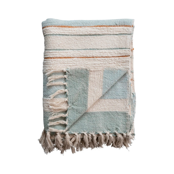 Throw | Striped + Fringe Woven Cotton