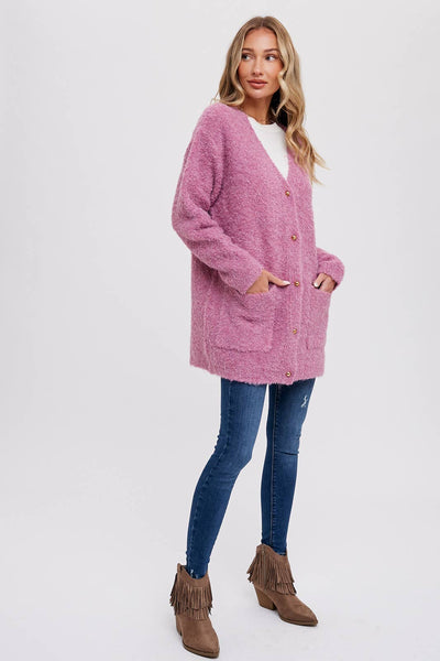 Cardigan | Buttoned Boucle Rose