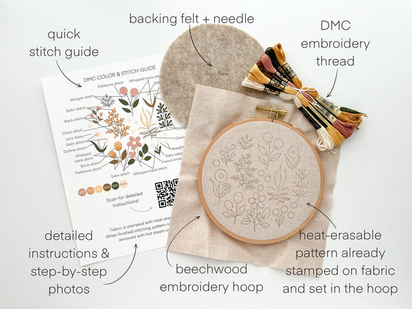 Floral Embroidery Craft Kit