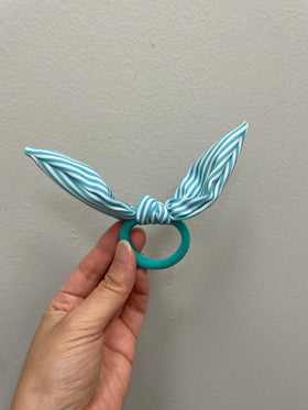 Hair Elastic | Stripe Turquoise Blue