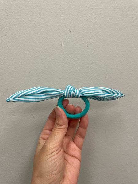 Hair Elastic | Stripe Turquoise Blue