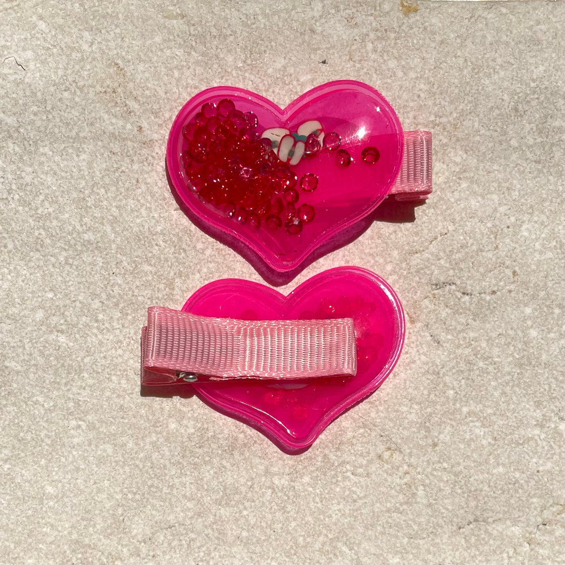 Hair Clip Set | Neon Hearts Hot Pink