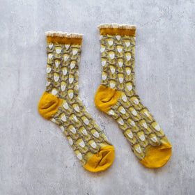 Socks | Romantic Floral Mustard Ivory