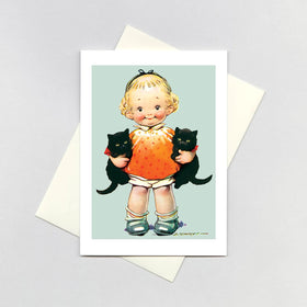 Card | Greeting | Little Girl Kittens