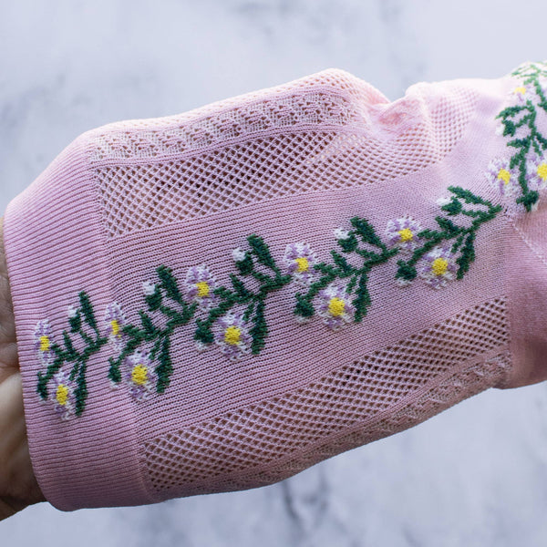mesh pink floral socks