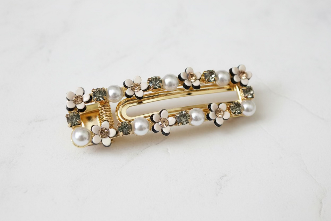 pearl flower barrette