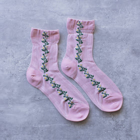 pink floral socks