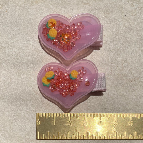 Hair Clip Set | Neon Hearts Light Pink