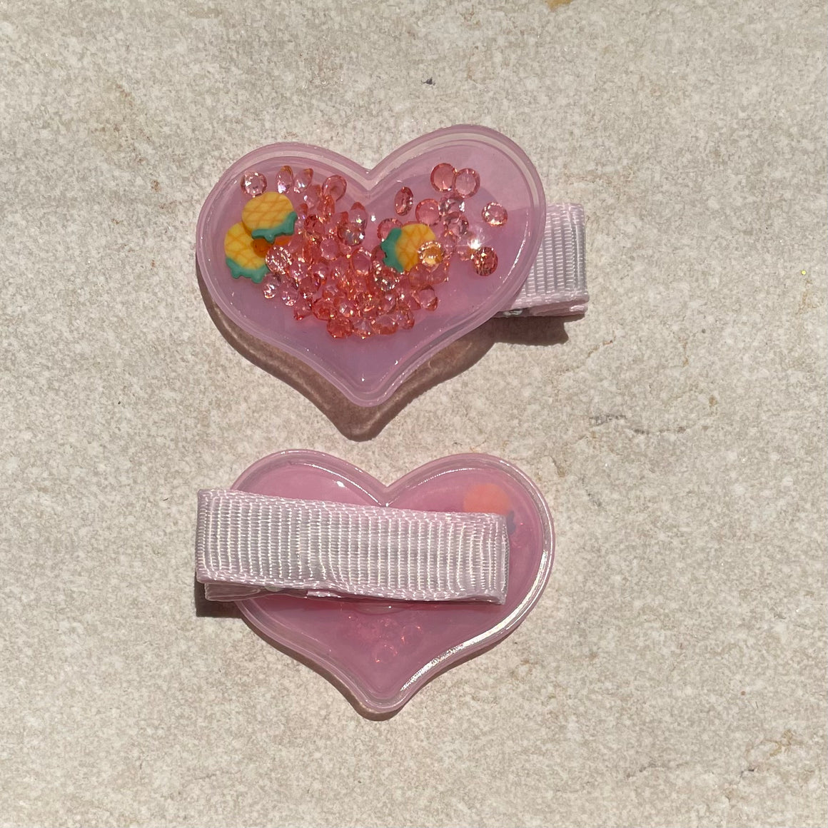 Hair Clip Set | Neon Hearts Light Pink