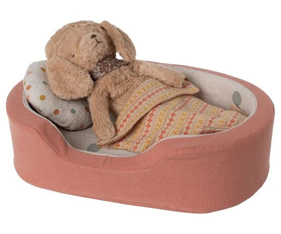 Plush Dog Basket | Coral