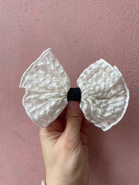 Automatic Clip | Sheer Gingham Bow | White