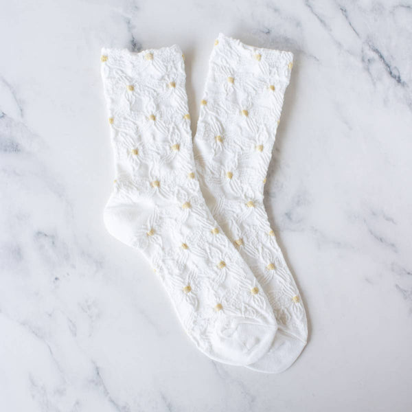 white floral socks