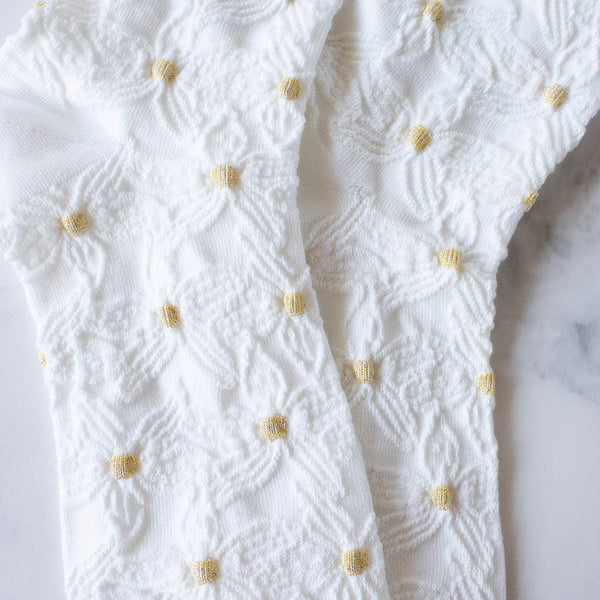 white flower socks