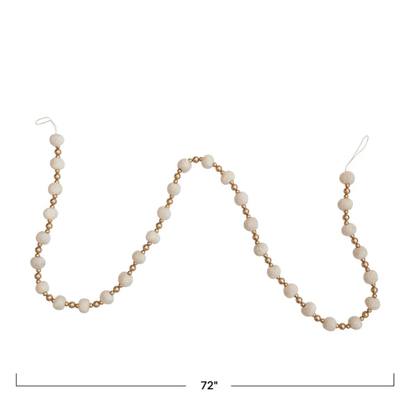 Garland | Natural Wool Felt Ball