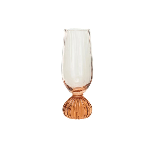 Drinking Glass | Pink Ribbed Footed