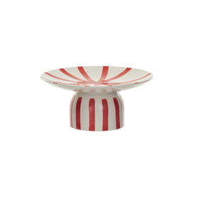 Pedestal Stoneware Candy Stripe