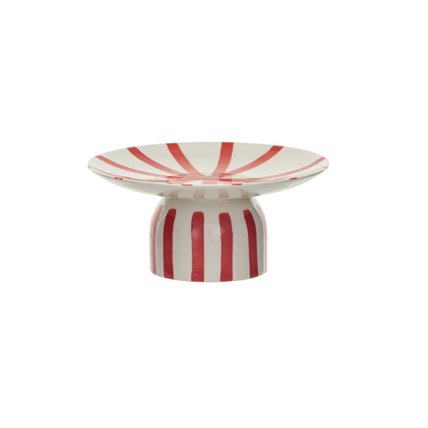Pedestal Stoneware Candy Stripe