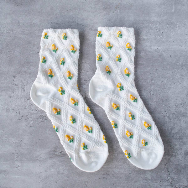 yellow floral socks