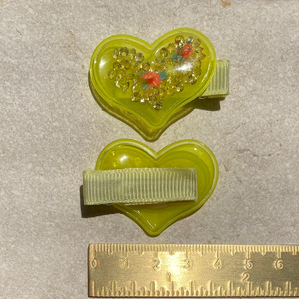 Hair Clip Set | Neon Hearts Yellow