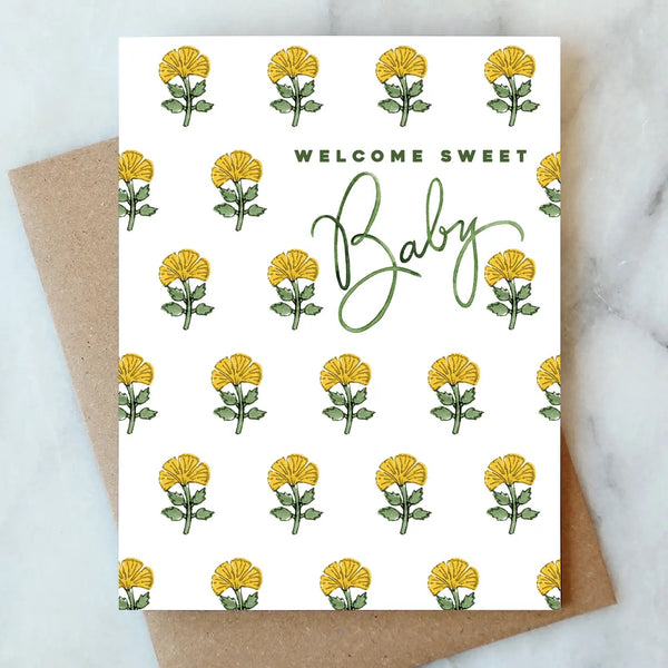 Card | Baby Shower | Yellow Floral