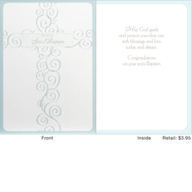 Card | Baptism | Blue Swirled Cross