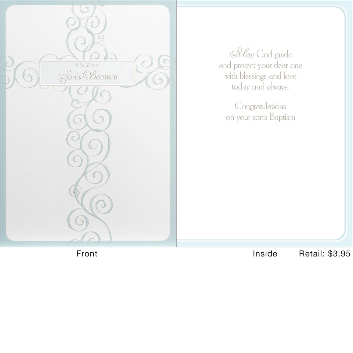 Card | Baptism | Blue Swirled Cross