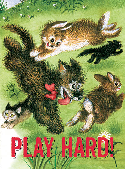 Card | Birthday | Animals Playing on Grass