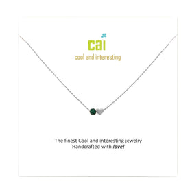 Necklace | Silver Mini Heart Birthstone | Emerald-May